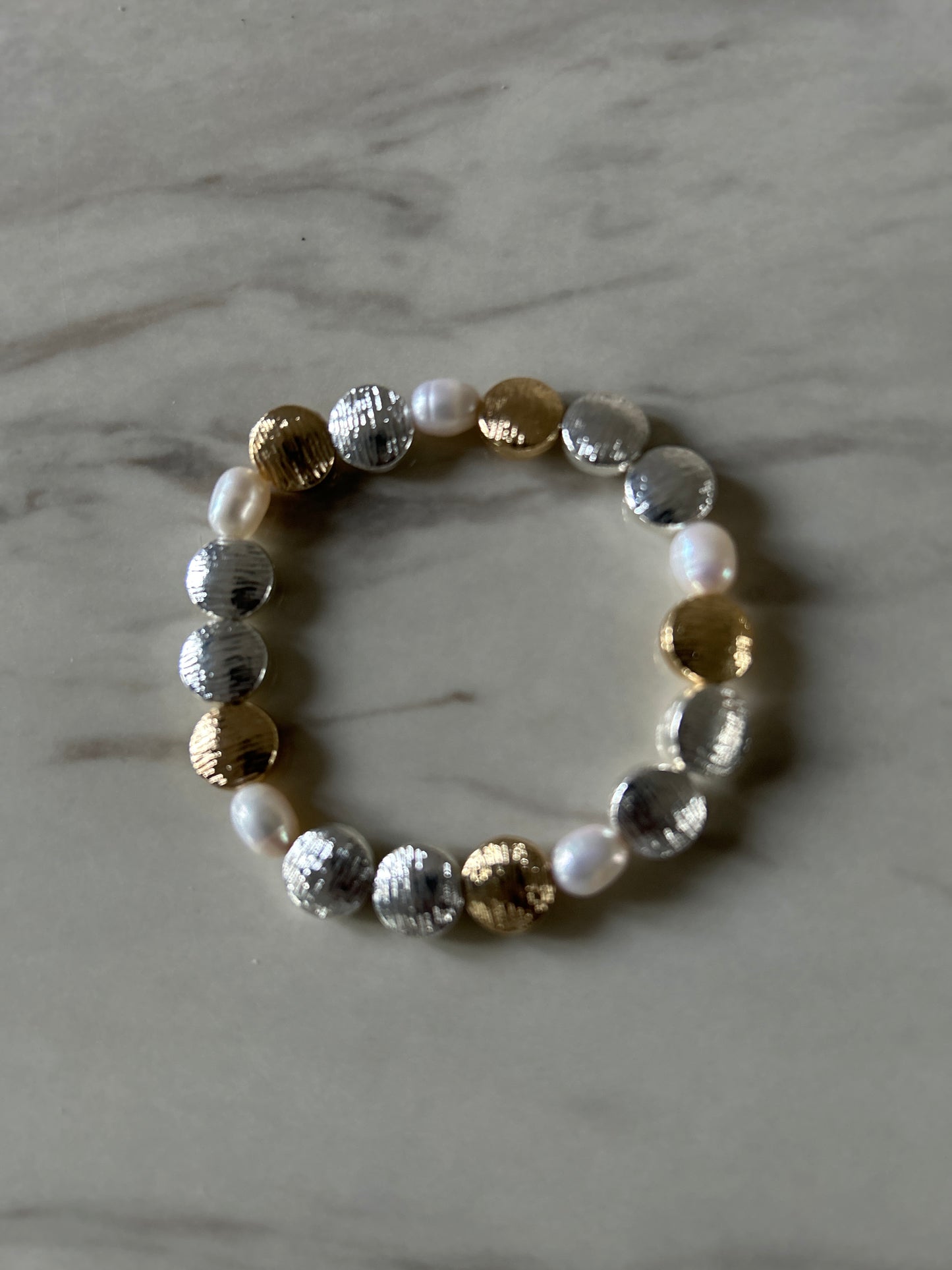 Gold silver and pulled plated stones bracelet