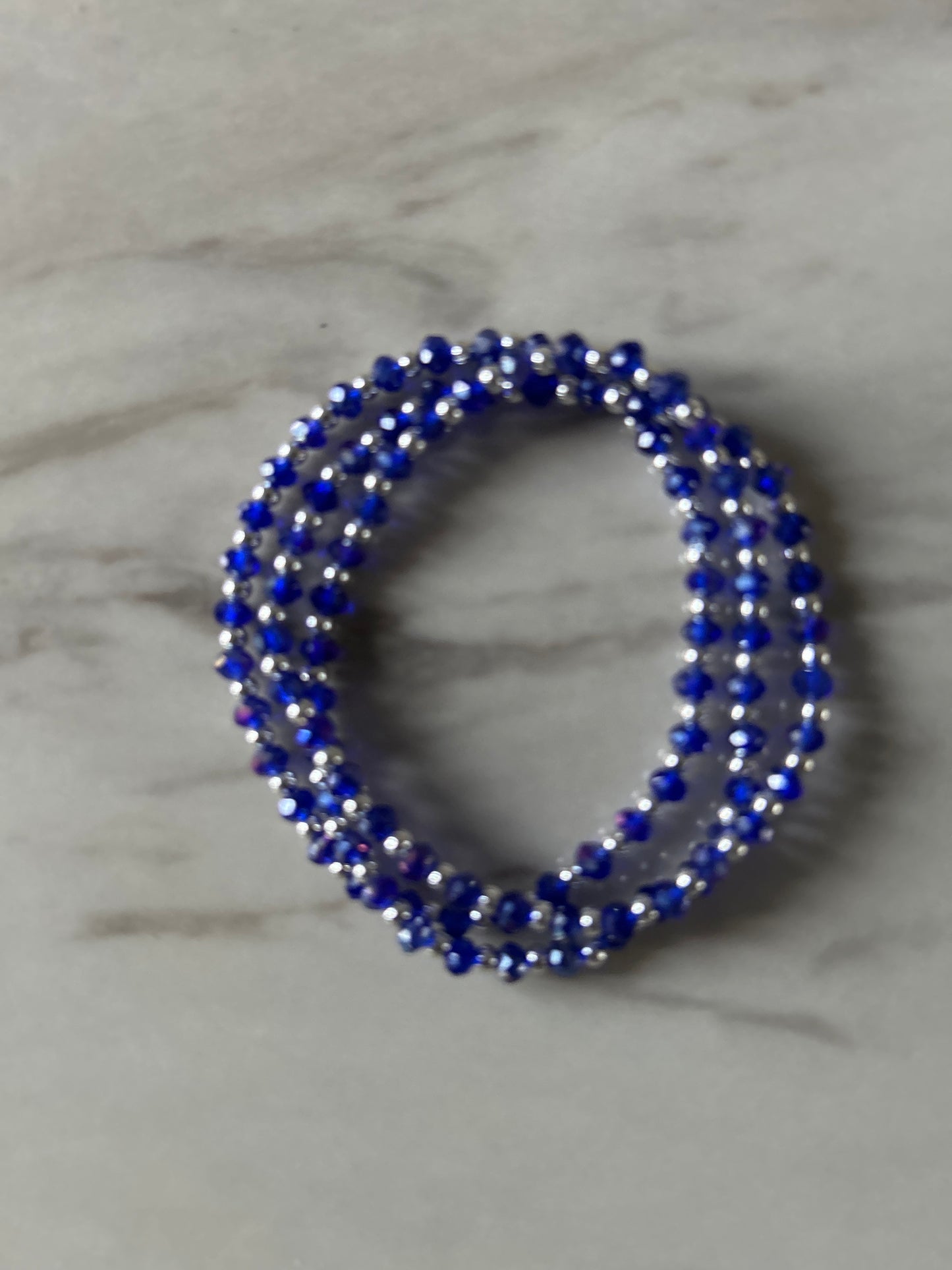 Handmade blue and silver bracelet