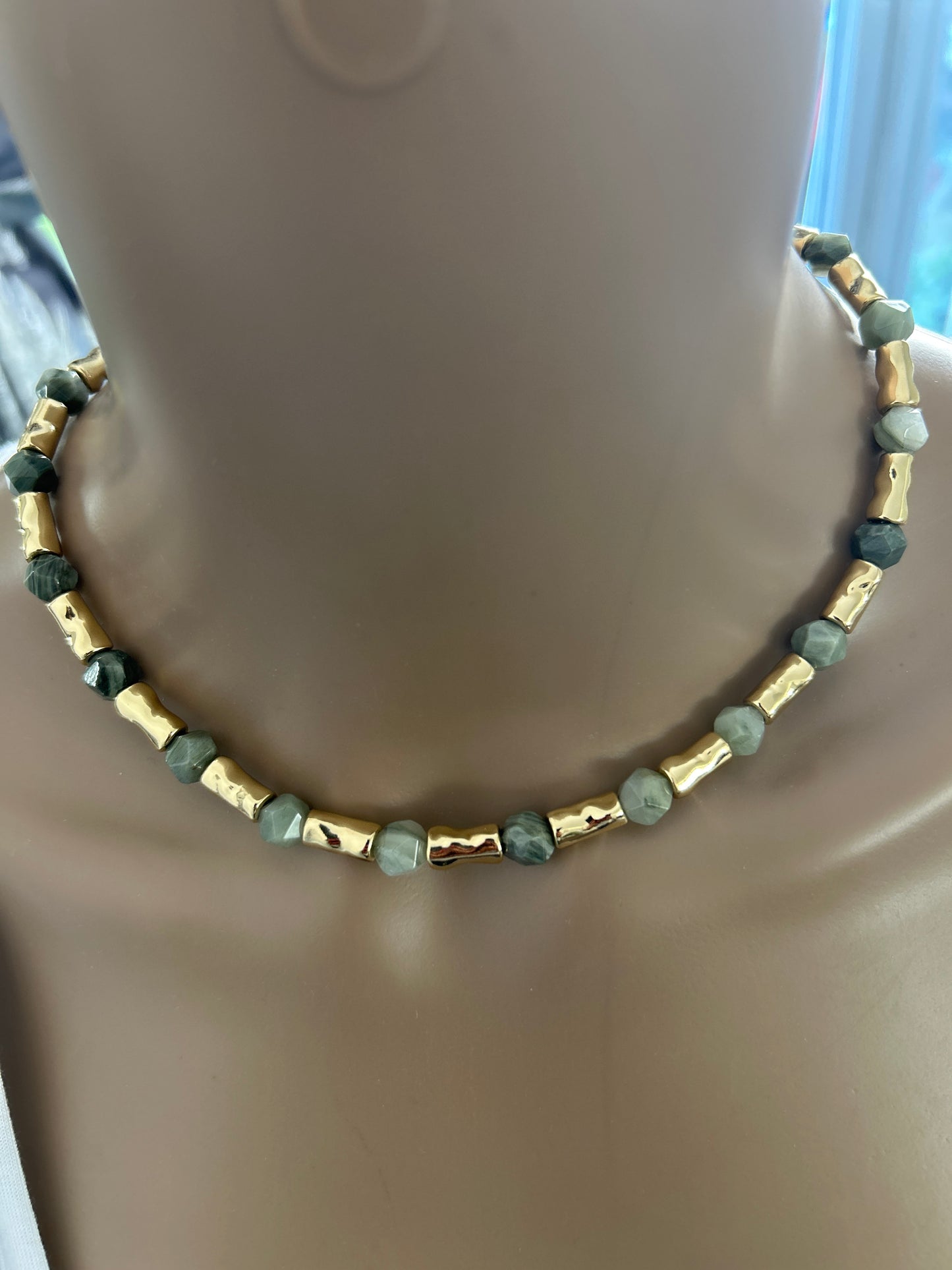 Beautiful gold and green necklace