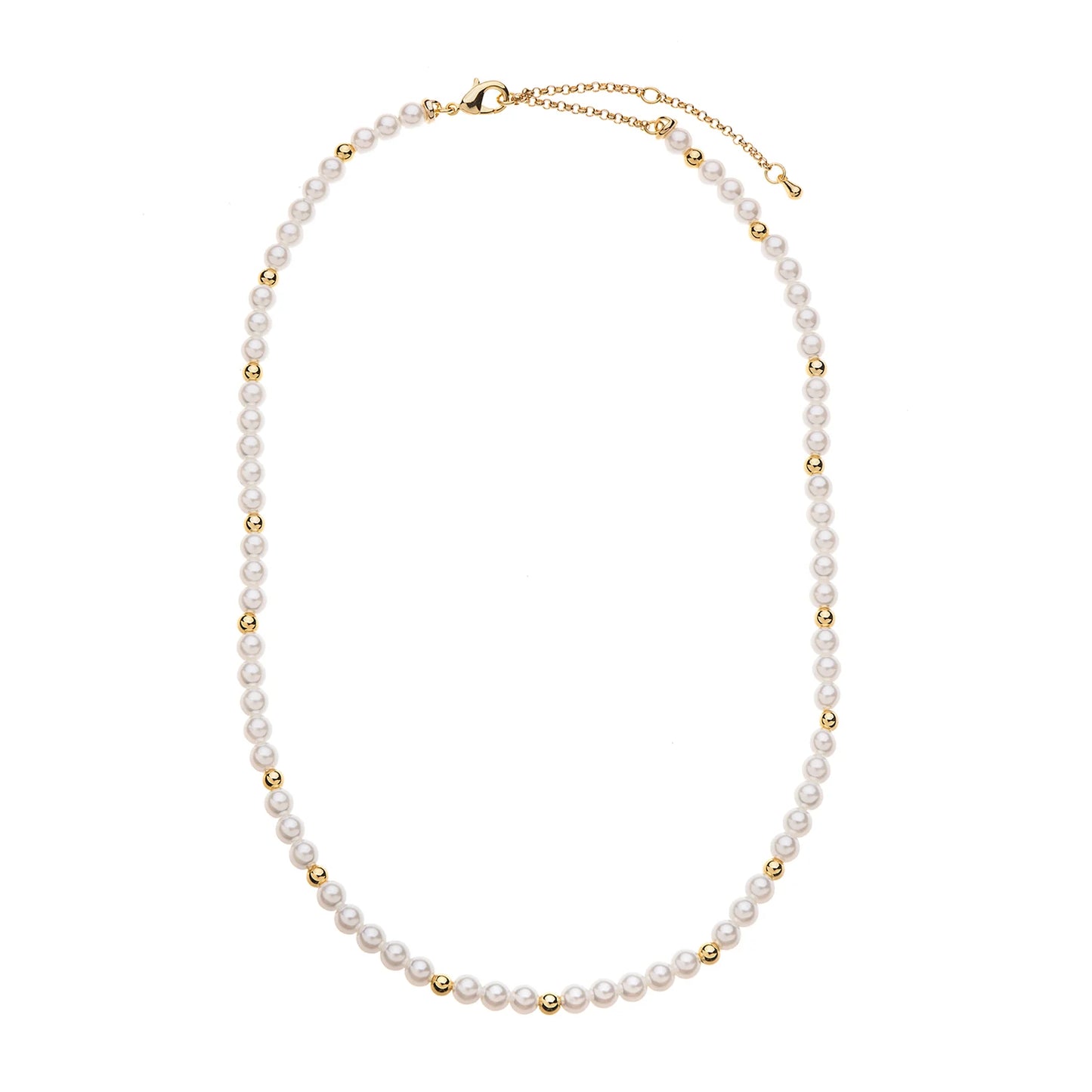 Gold Plated Glass Pearl Necklace