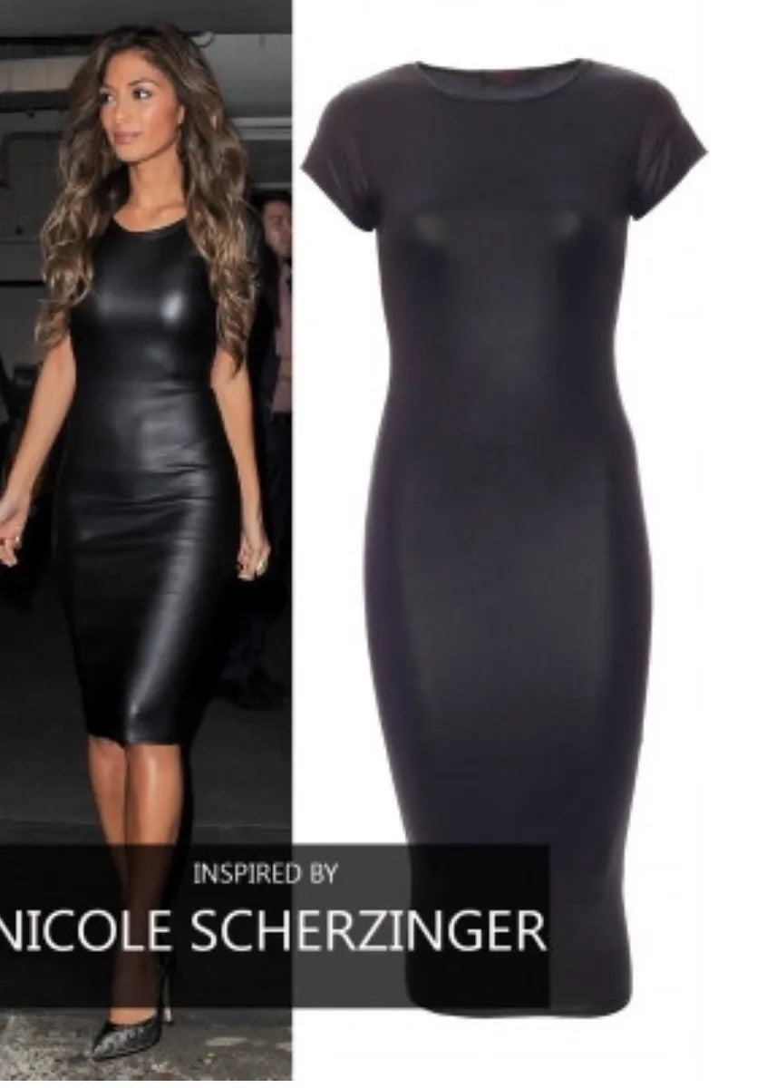 LEATHERETTE MIDI DRESS