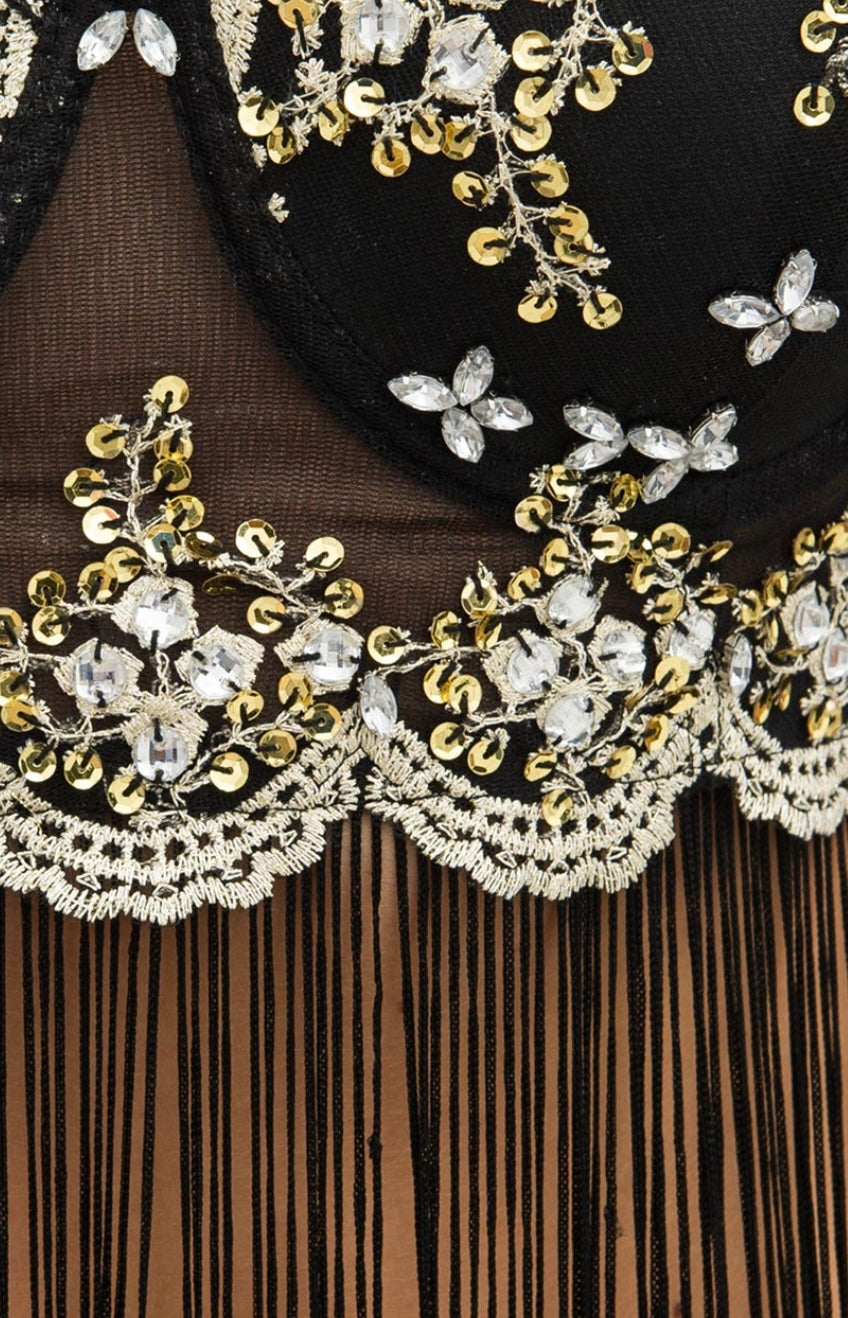 EMBROIDERED FRINGE BRALET