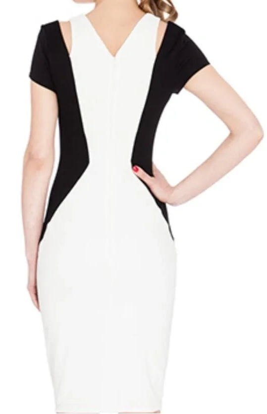 V-Neck Shoulder Cut Out Contrast Mini Dress