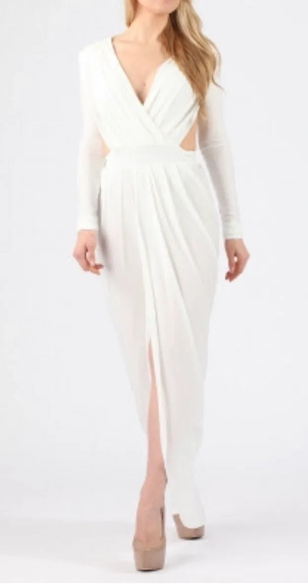 SLINKY CUTOUT DRAPED MAXI DRESS