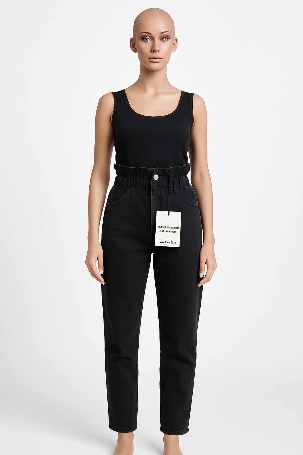 High-Waisted Paperbag Denim Trousers – Pull&Bear