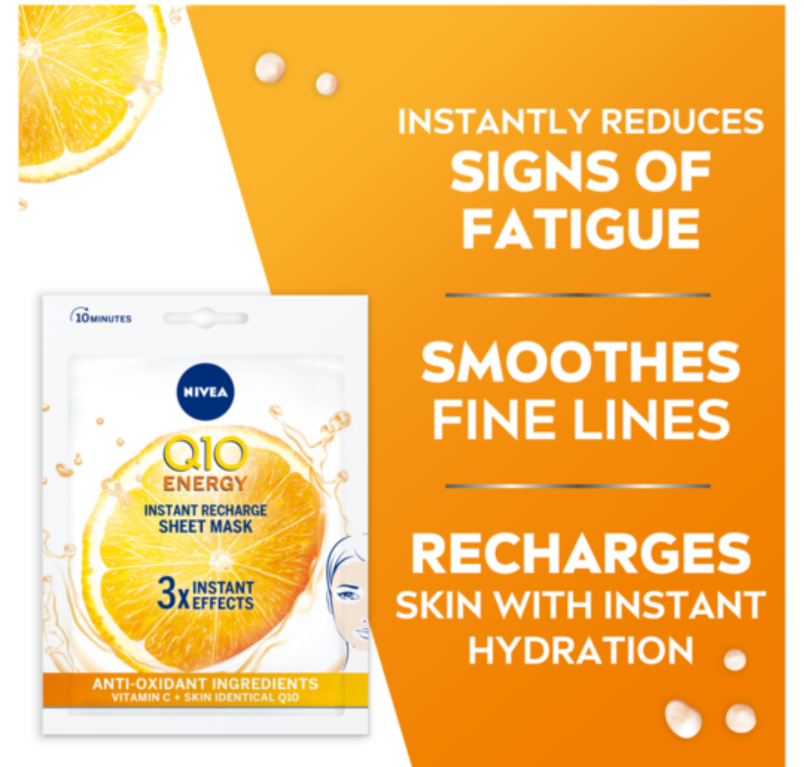 Nivea Q10 energy instant recharge sheet