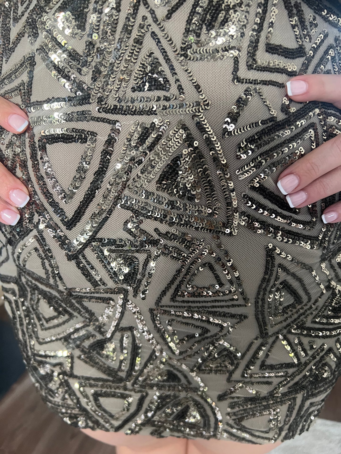 CROSSOVER BODY SEQUIN DRESS