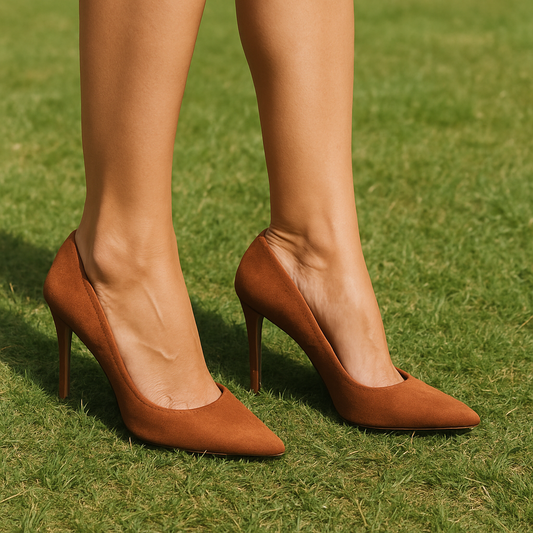 Chic rust-brown suede stiletto heels