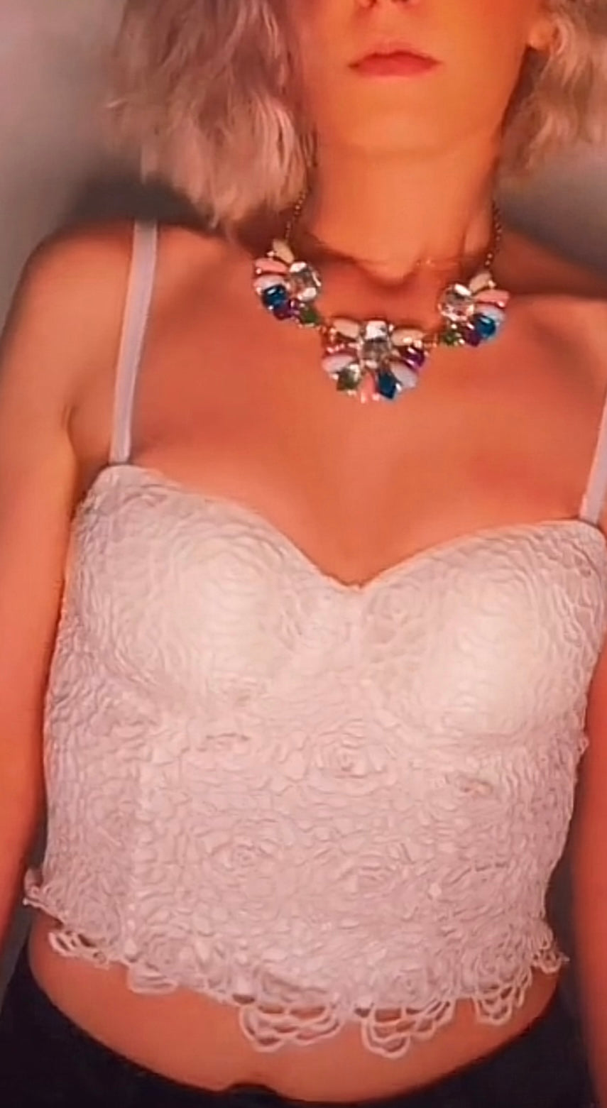 CROCHET LACE OVERLAY CROP TOP