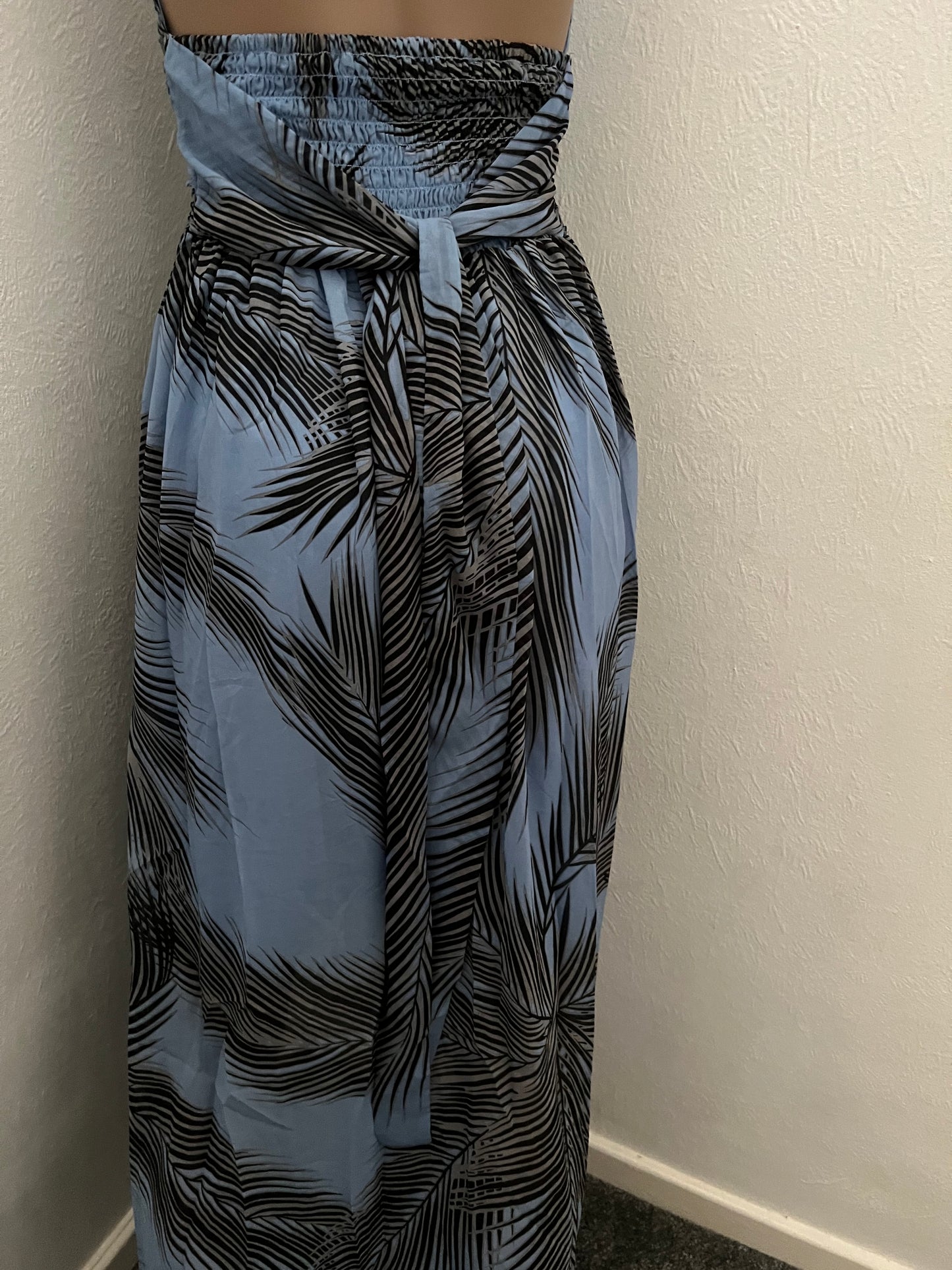 Short Long Maxi Palm Leaves Dress