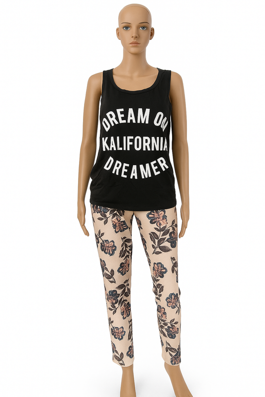 Black “Dream On Kalifornia Dreamer” Slogan Vest Top