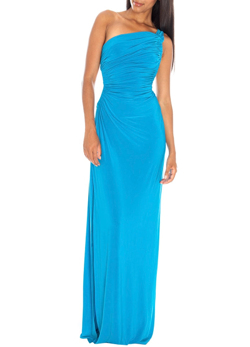 Shoulder Cut Out Ruched Maxi Dress