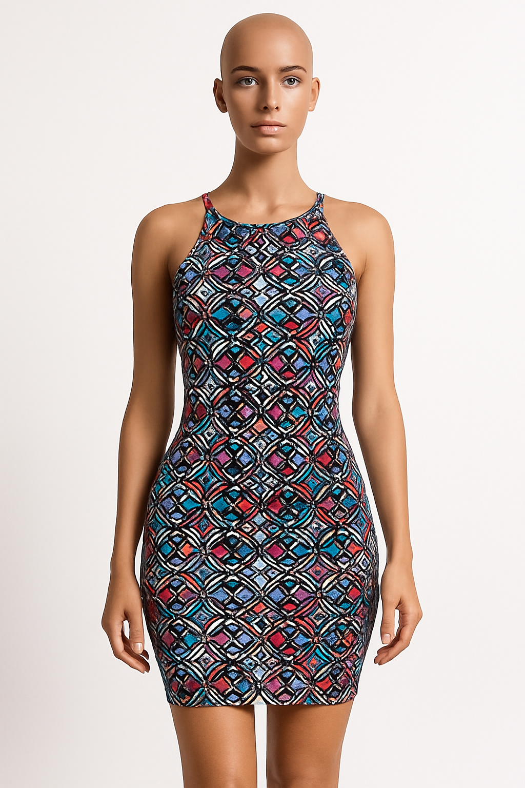 Multicolour Geometric Bodycon Dress