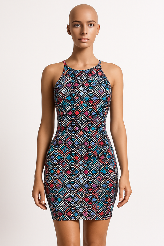 Multicolour Geometric Bodycon Dress