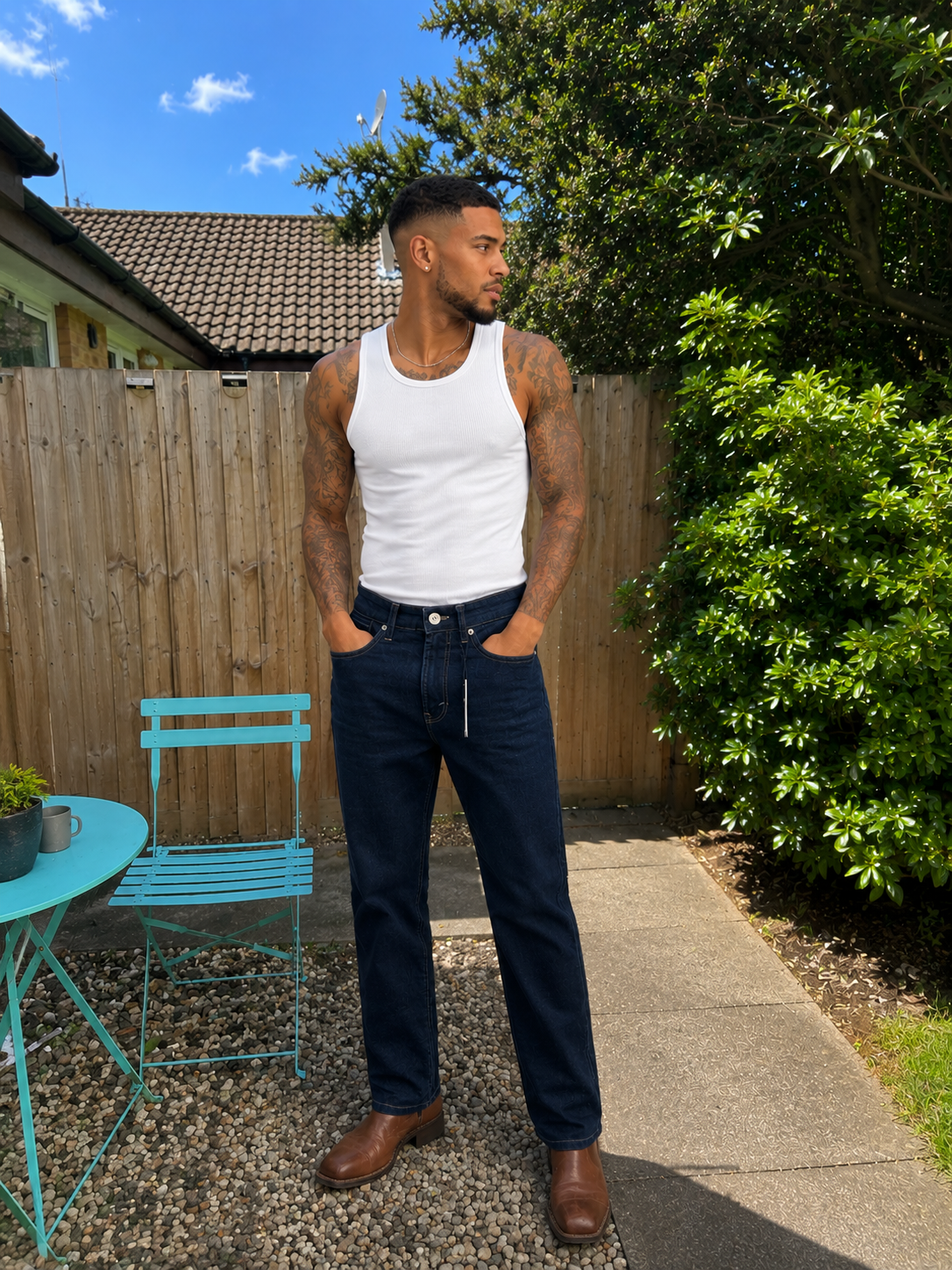 VOI London Men’s Everyday Straight Fit Denim Jeans