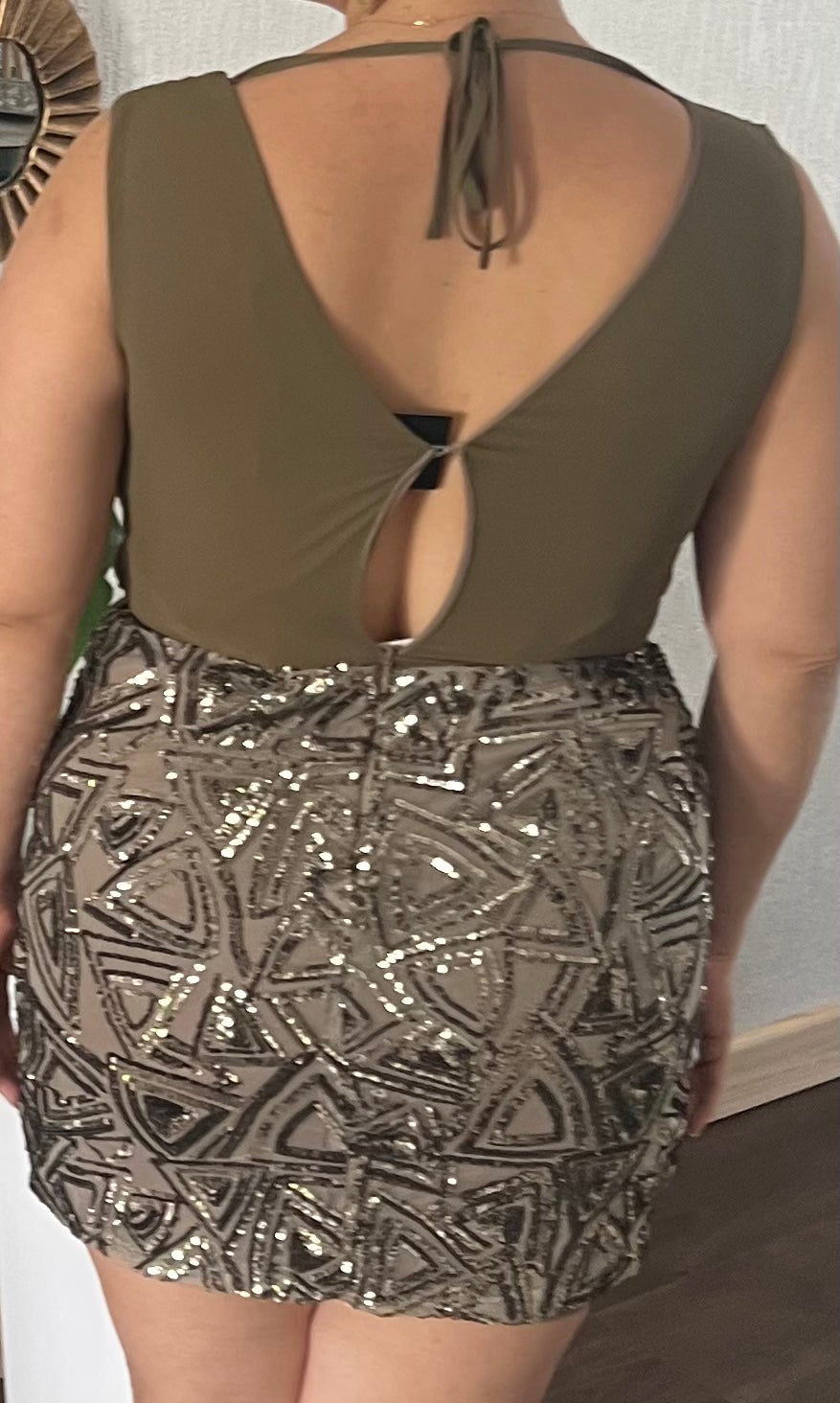 CROSSOVER BODY SEQUIN DRESS