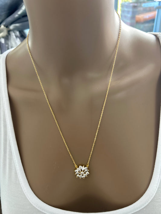 Gold plated necklace with diamond pendant