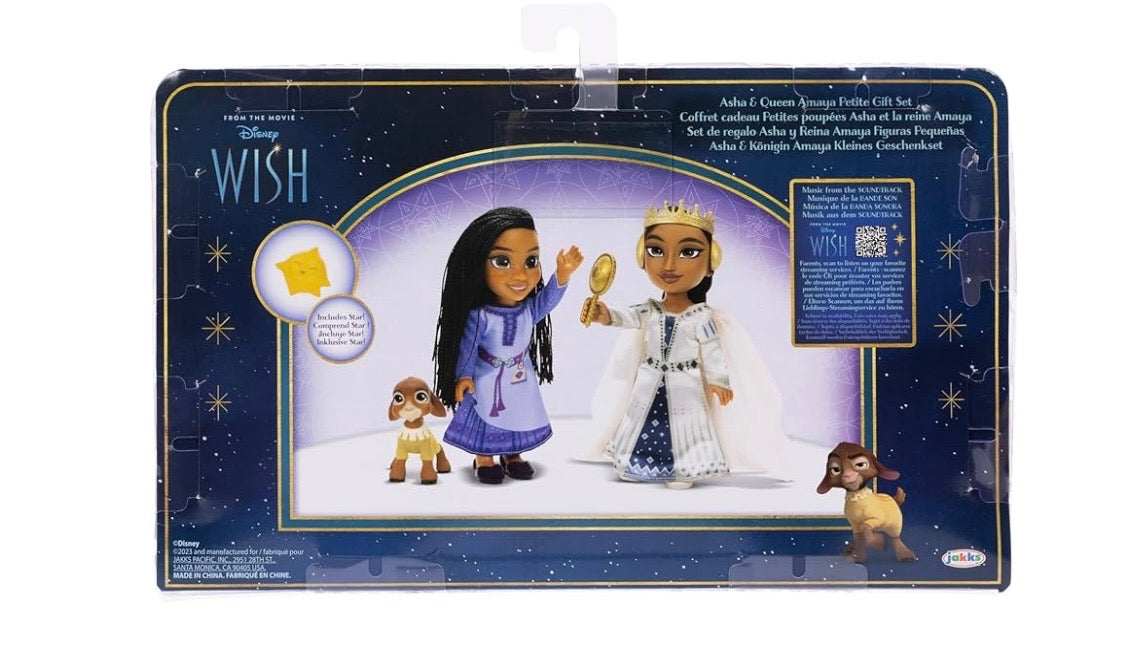Disney Wish 6" / 15cm Asha, Queen Amaya Petite Fashion Doll Gift Set.