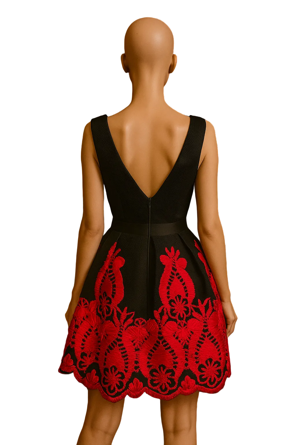 Black & Red Embroidered Festive Dress