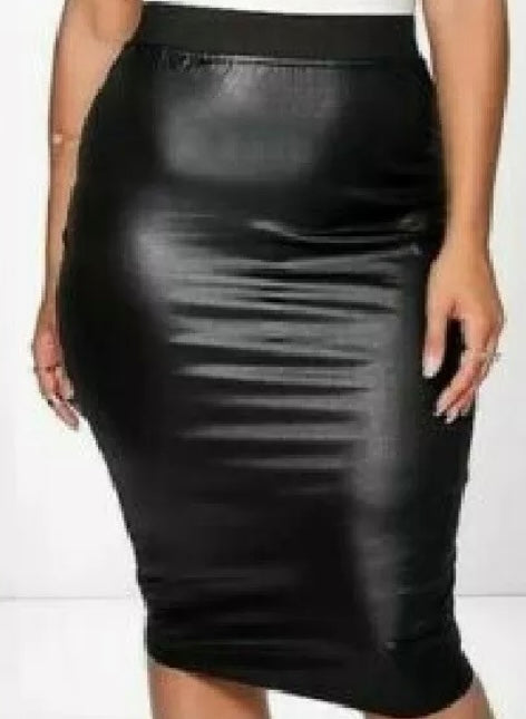Leatherette Midi Skirt