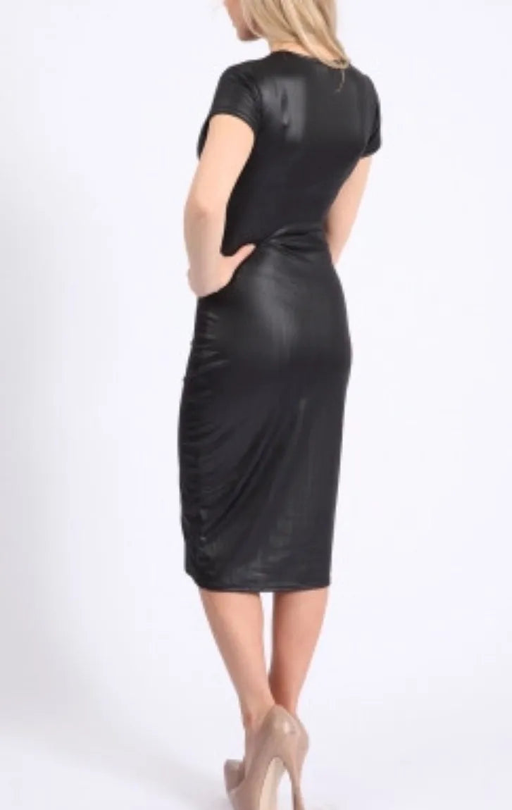 LEATHERETTE MIDI DRESS