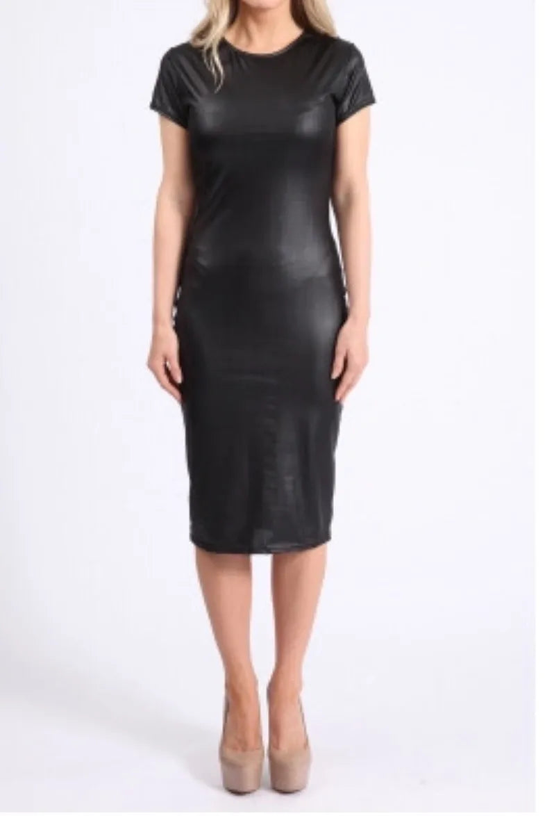 LEATHERETTE MIDI DRESS