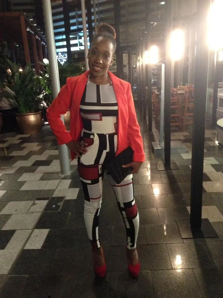 Geometric Knitted Crepe Print Jumpsuit