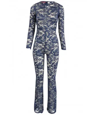 Navy Lace Jumpsuit