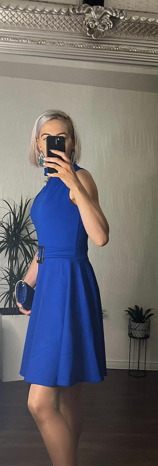 Royal Blue Belt Skater Dress