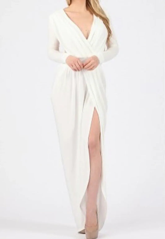 SLINKY CUTOUT DRAPED MAXI DRESS