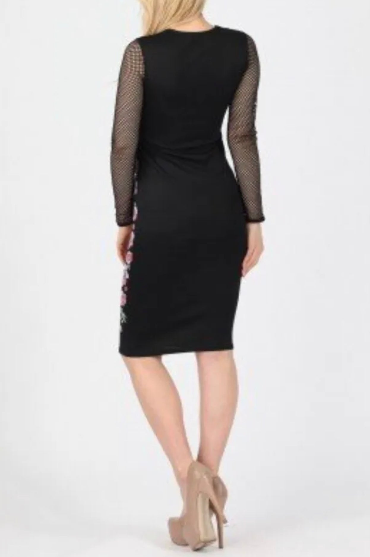 Floral Printed Mesh Midi Dress