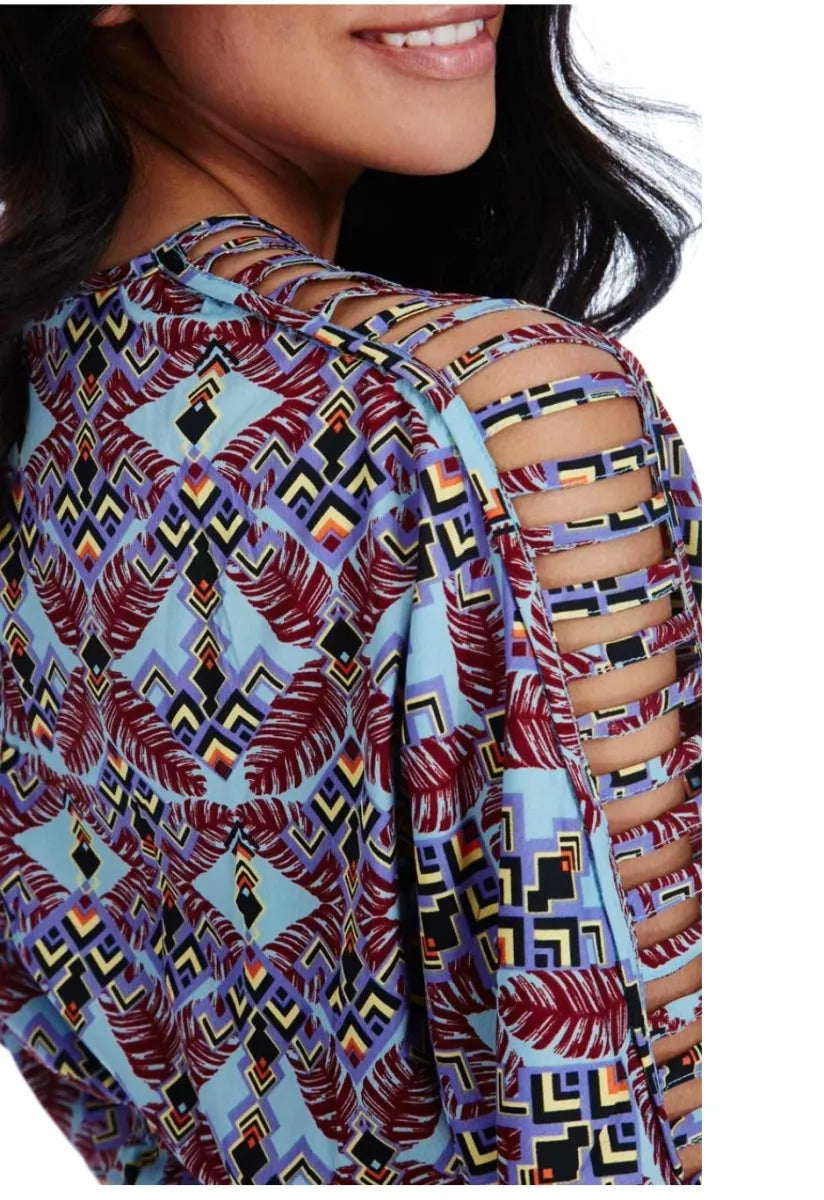 BEAUTIFUL ABSTRACT PRINT KIMONO MINI DRESS