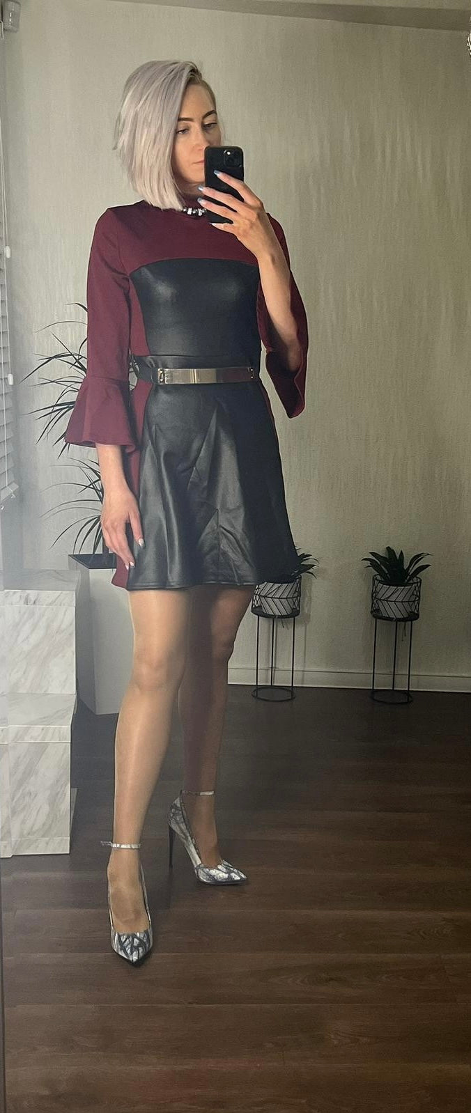 Wet Look Skater Dress