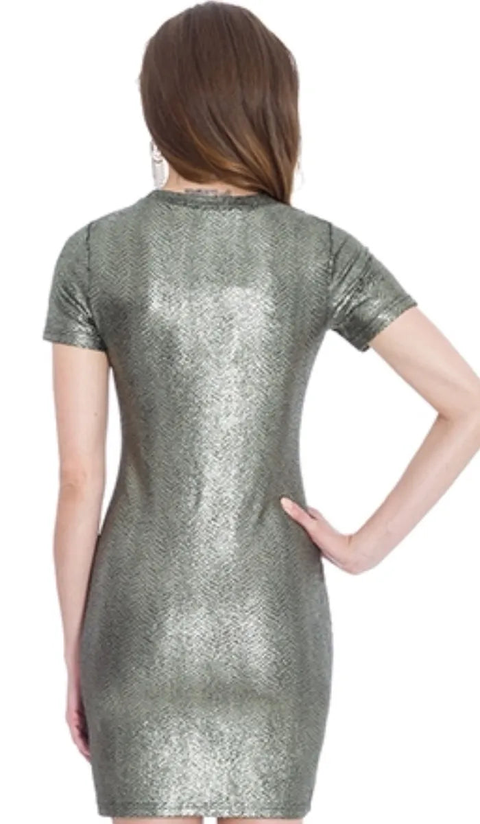 Metallic Reptile Print Dress