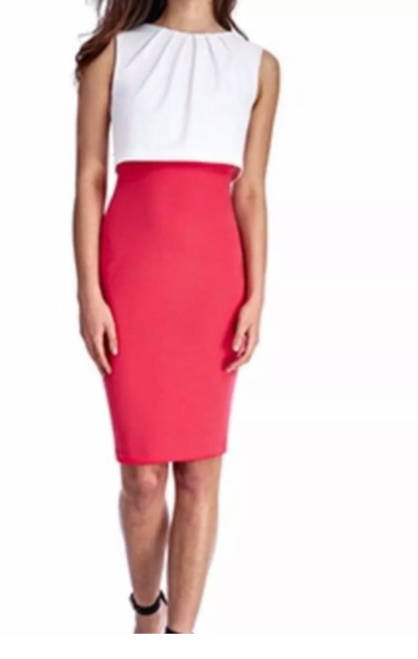 CONTRAST MIDI DRESS