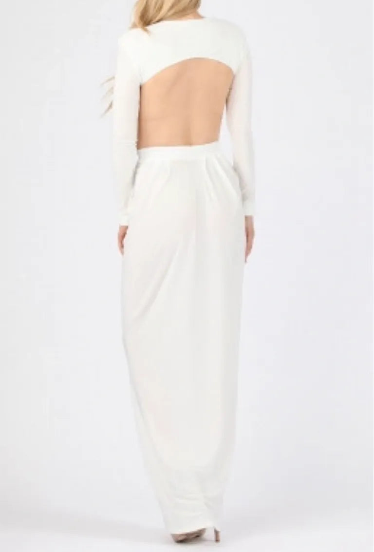 SLINKY CUTOUT DRAPED MAXI DRESS