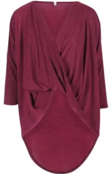 Cross Over Dipped Hem Top