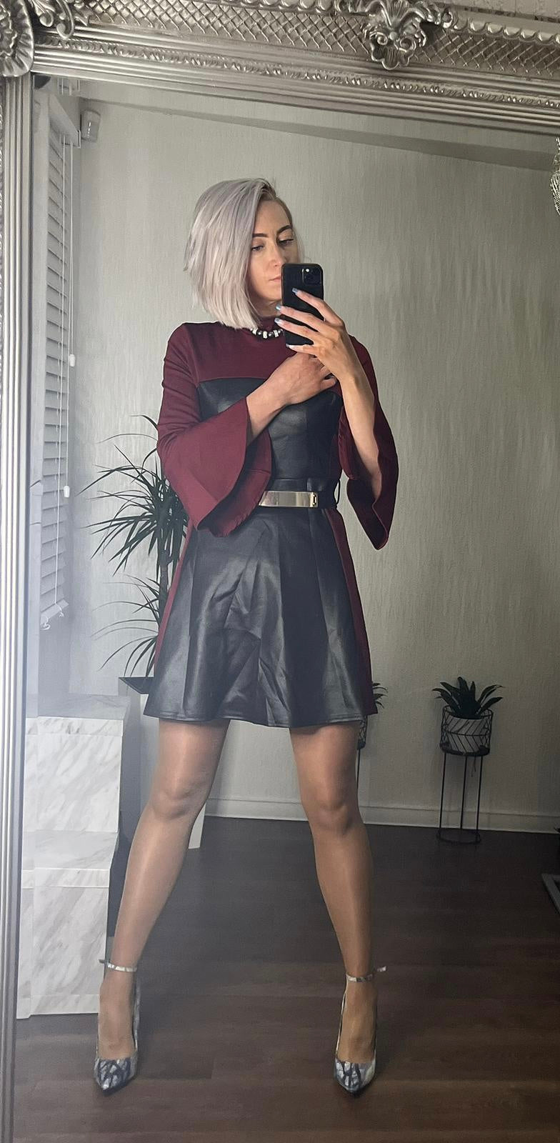 Wet Look Skater Dress