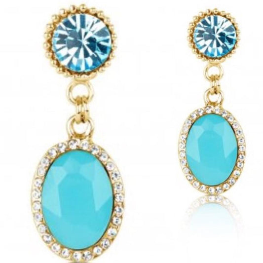 GOLD PLATED BLUE CRYSTAL EARRINGS