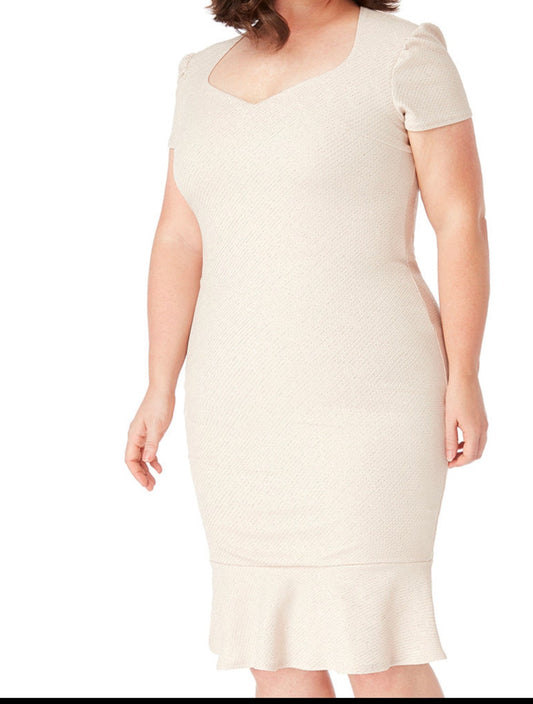 PLUS SIZE FITTED GLITTER WITH FRILL HEM DRESS