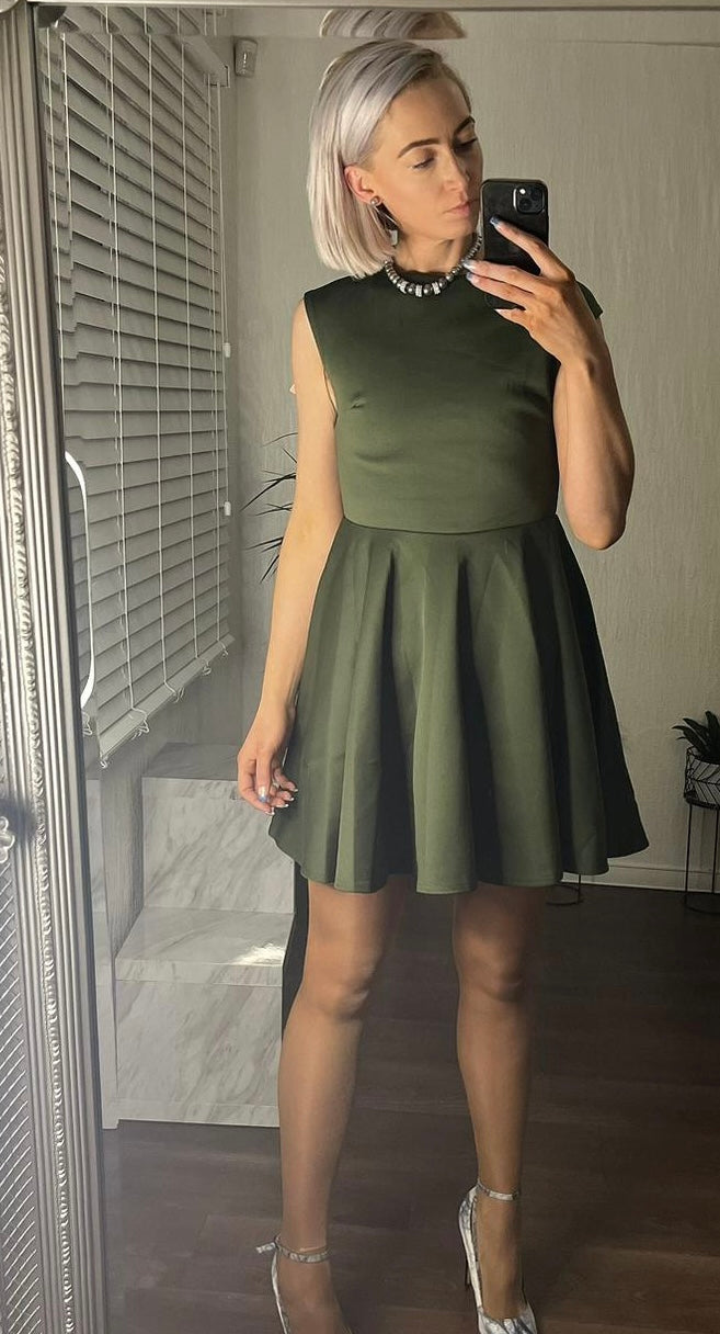 Open Back Lace up Skater Dress