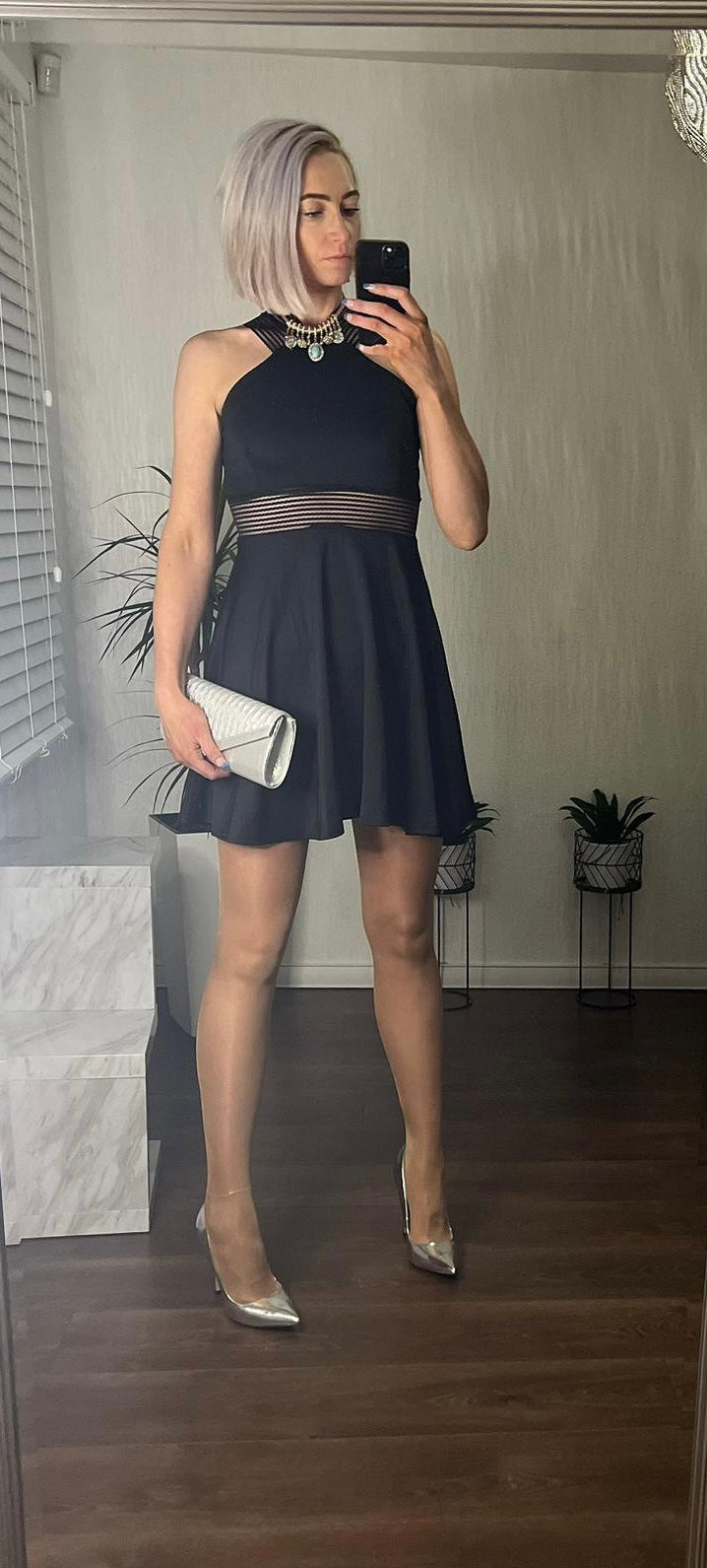 Mesh Panelled skater Dress