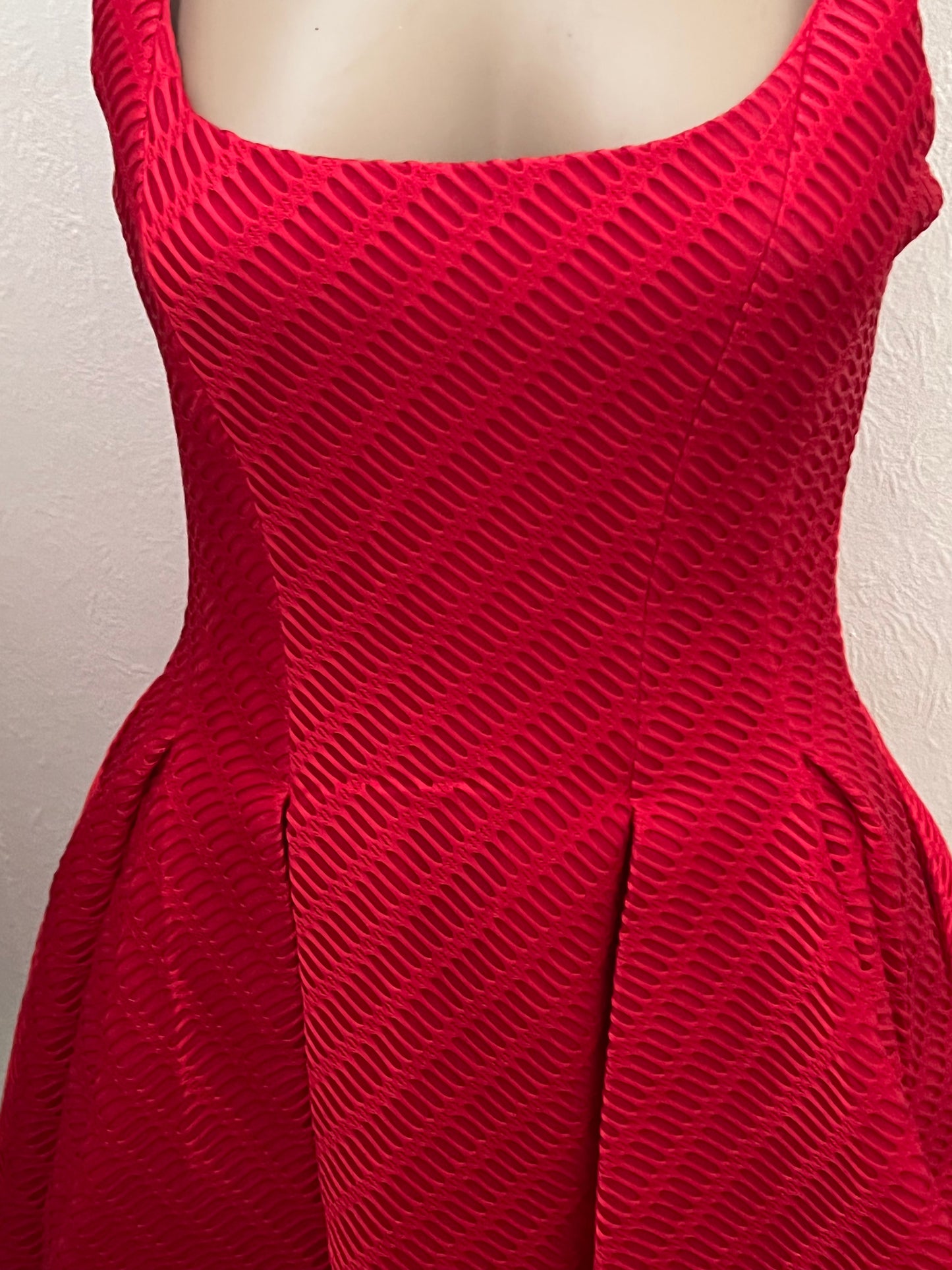 Beautiful Red Waffle Texture Skater Dress