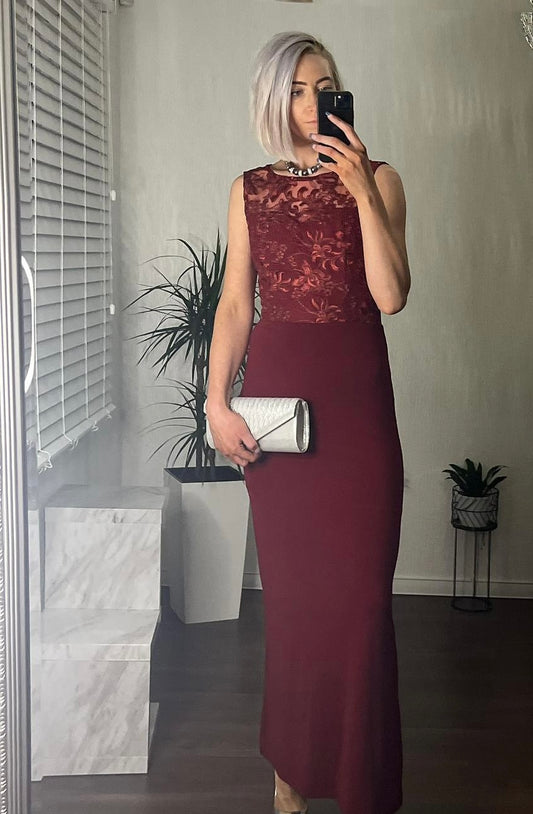 Wine Floral Maxi Dress