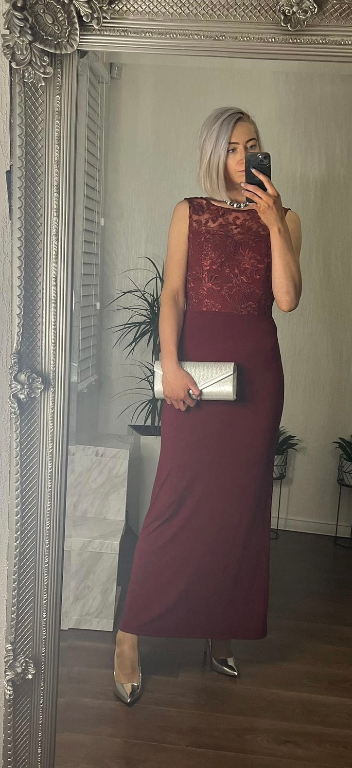 Wine Floral Maxi Dress