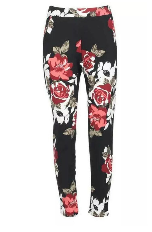 Floral Print Stretch Trousers